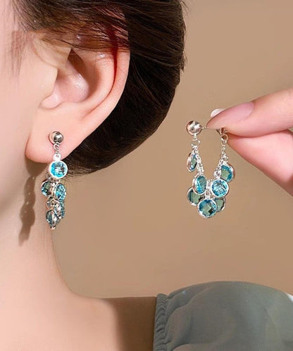 Crystal Blue Copper Earrings Alloy New 2025 Hoop
