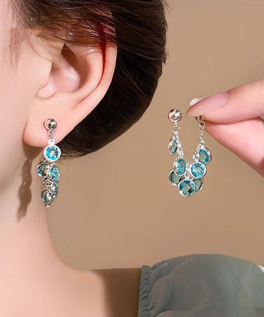 Crystal Blue Copper Earrings Alloy New 2025 Hoop