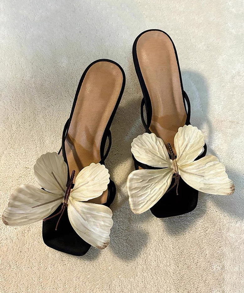 High Bow 2025 Sandals Square Slide Toe Heels Flower New