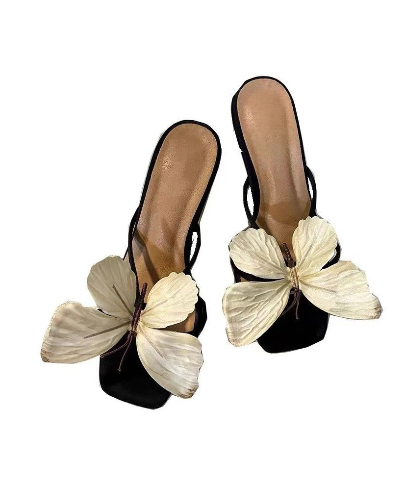 High Bow 2025 Sandals Square Slide Toe Heels Flower New