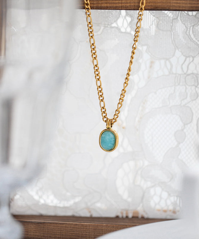 Overgild Pendant Stone Stainless 2025 Gem Gold New Necklace Steel