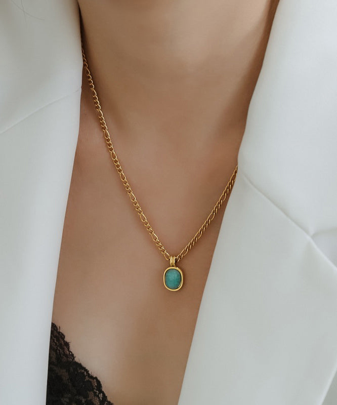 Overgild Pendant Stone Stainless 2025 Gem Gold New Necklace Steel