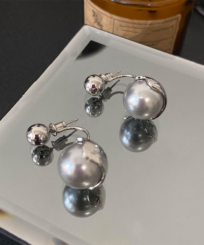 Pearl Sterling Silver Stud 2025 Earrings New Grey