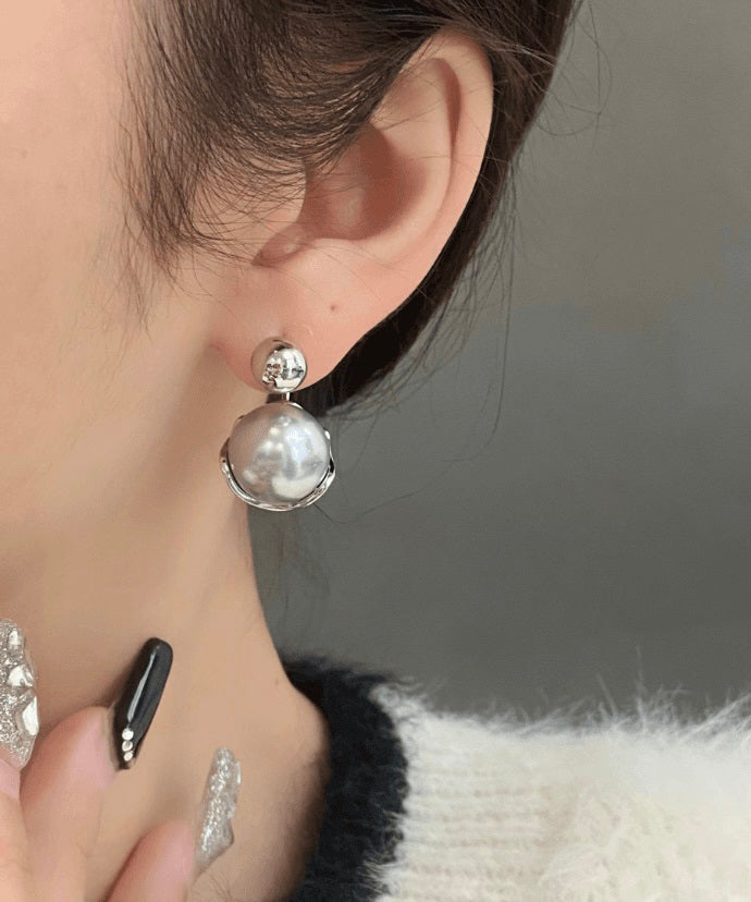 Pearl Sterling Silver Stud 2025 Earrings New Grey