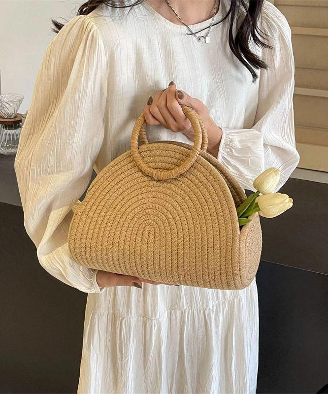 Khaki Versatile New Woven Tote Handbag 2025 Straw