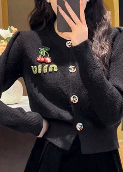 2025 New Red O Neck Button Knit Cardigan Spring YY013