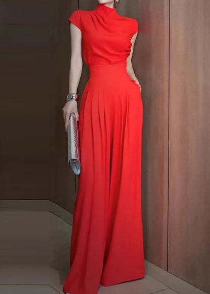 Red 2025 Two Pieces And Set Pants Wide Top New Leg Turtleneck