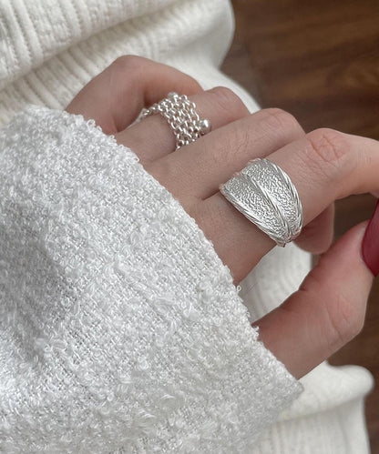 Silver New Wrinkled Rings 2025 Piece Sterling Two Set Silk