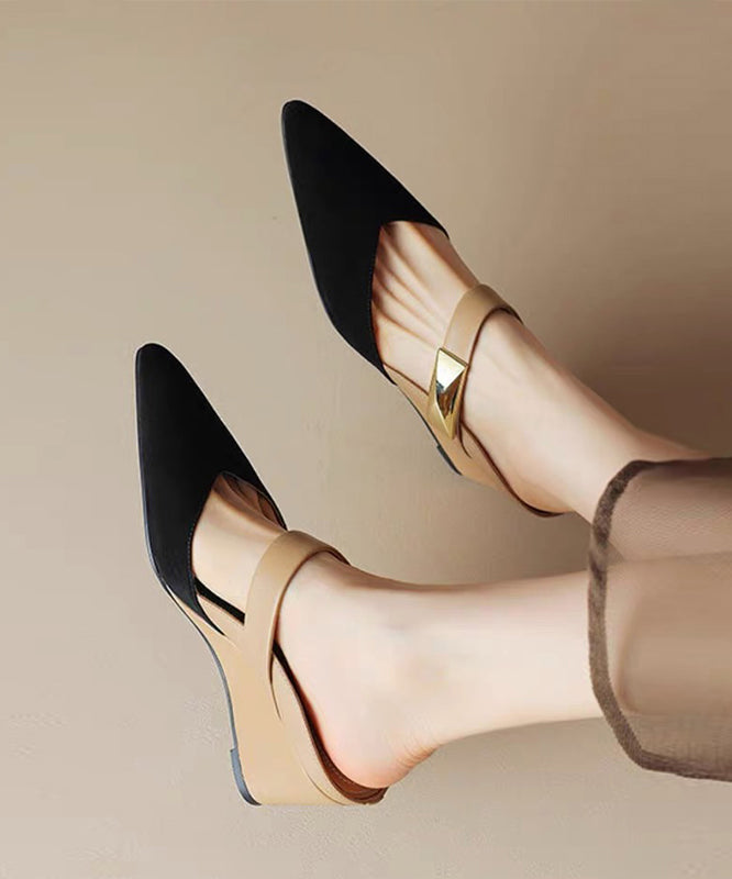 New Heels Sandals Apricot Summer Wedge Pointed Slide Rivet 2025