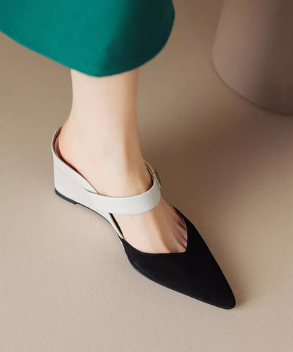 New Heels Sandals Apricot Summer Wedge Pointed Slide Rivet 2025