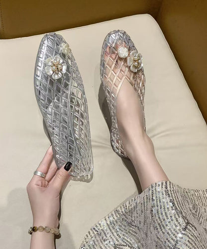 Summer 2025 Bottomed Out Shoes Hollow New Silver Flat