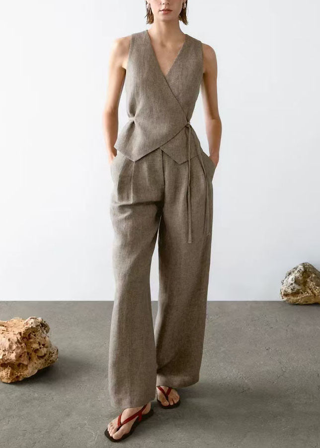 Neck Pieces Pants 2025 Tops V Set And Summer Two New