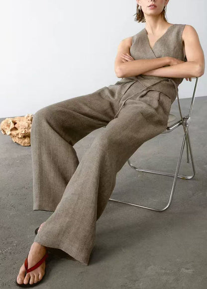 Neck Pieces Pants 2025 Tops V Set And Summer Two New