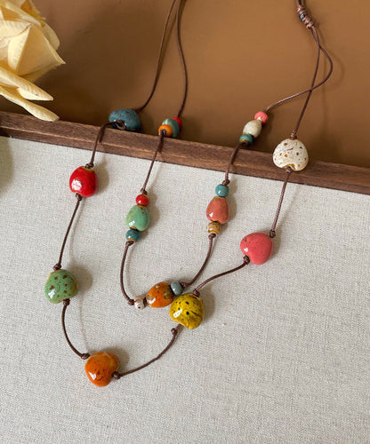 Rope Pendant Wax Double-Layer Necklace Ceramic Rainbow 2025