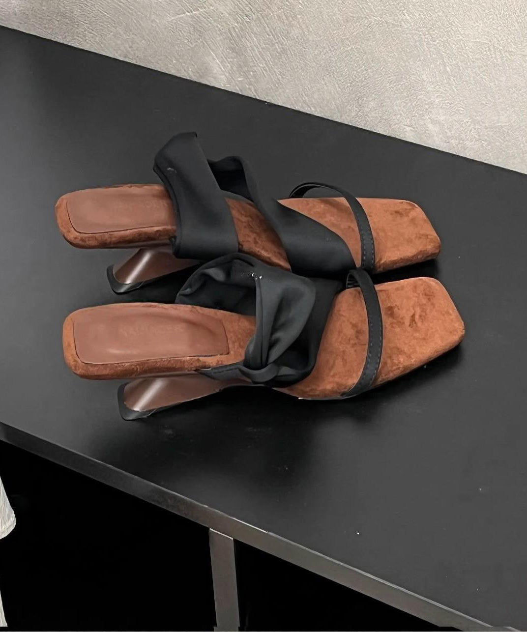 Toe Apricot Sandals Slide 2025 Splicing Pink Peep Leather Faux