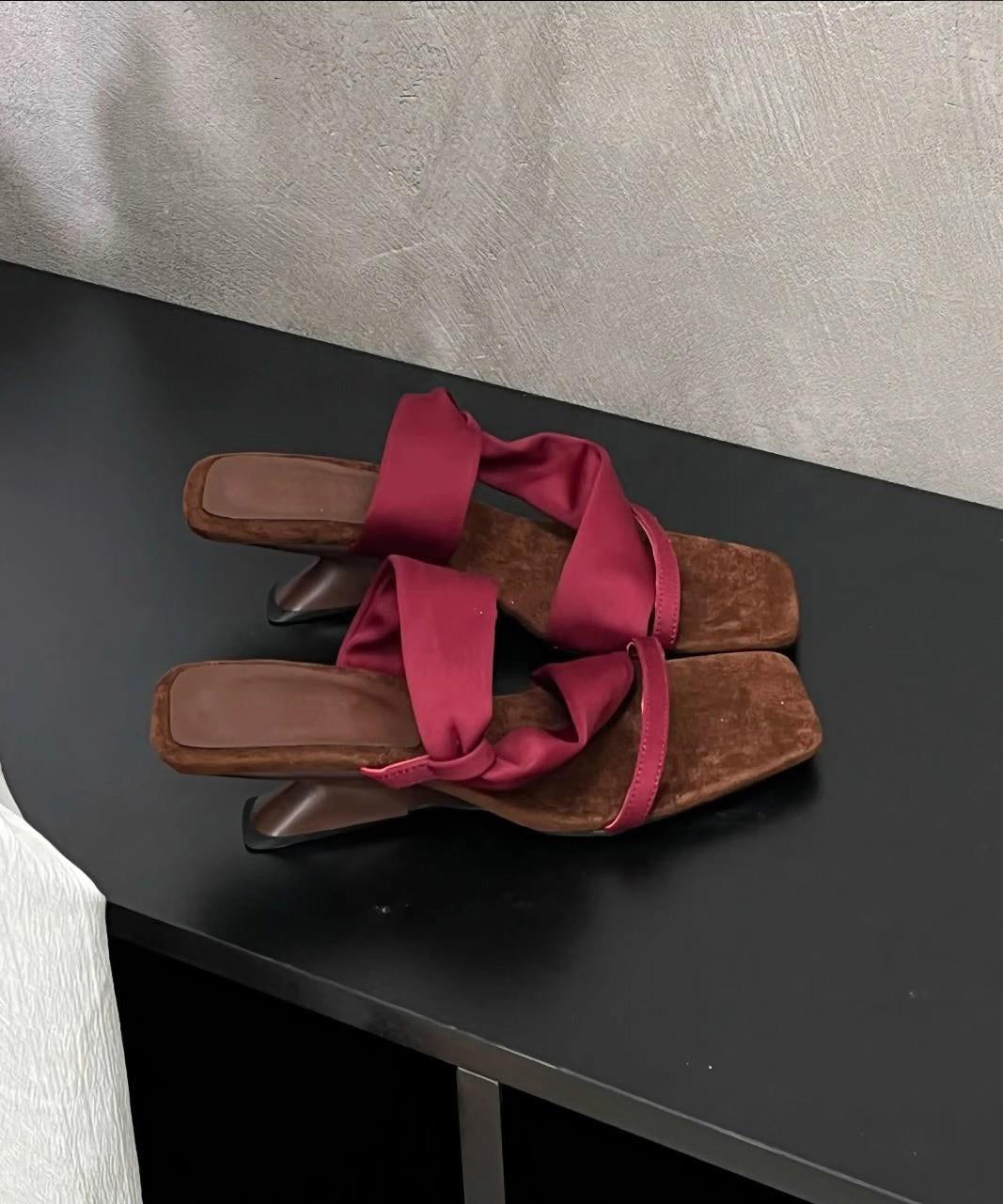 Toe Apricot Sandals Slide 2025 Splicing Pink Peep Leather Faux