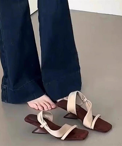 Toe Apricot Sandals Slide 2025 Splicing Pink Peep Leather Faux