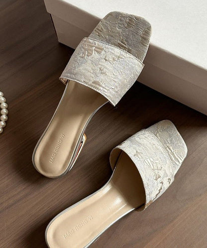 Embroidery Peep 2025 Sandals New Apricot Slide Toe Summer