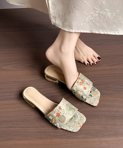 Embroidery Peep 2025 Sandals New Apricot Slide Toe Summer