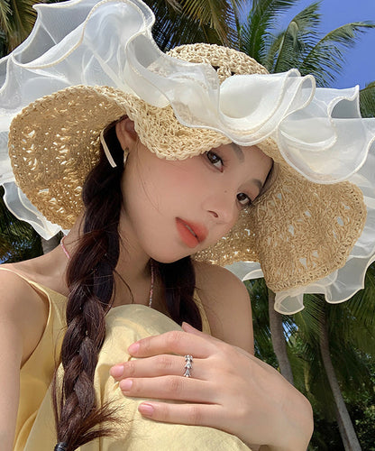 Sun Large Bead Hat Summer New Organza Brimmed 2025 Nail