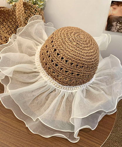 Sun Large Bead Hat Summer New Organza Brimmed 2025 Nail