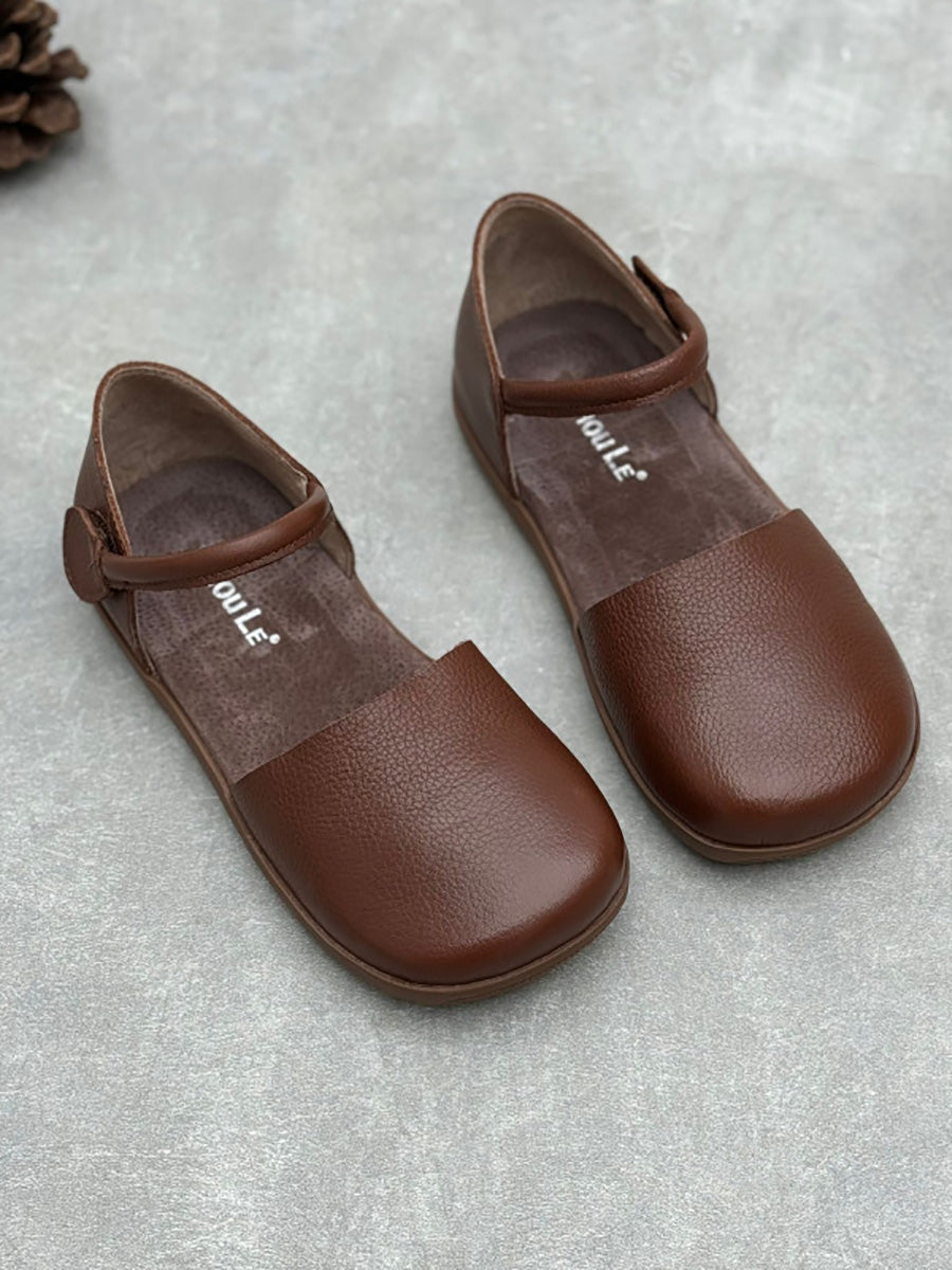 Leather Flat Genuine Women Color Pure Spring Shoes