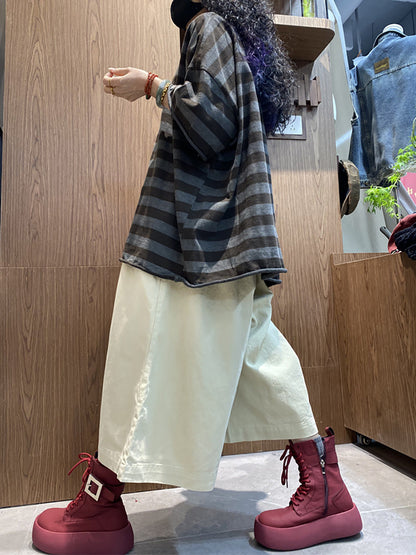 Shirt size Plus Women Summer Stripe O-Neck Colorblock