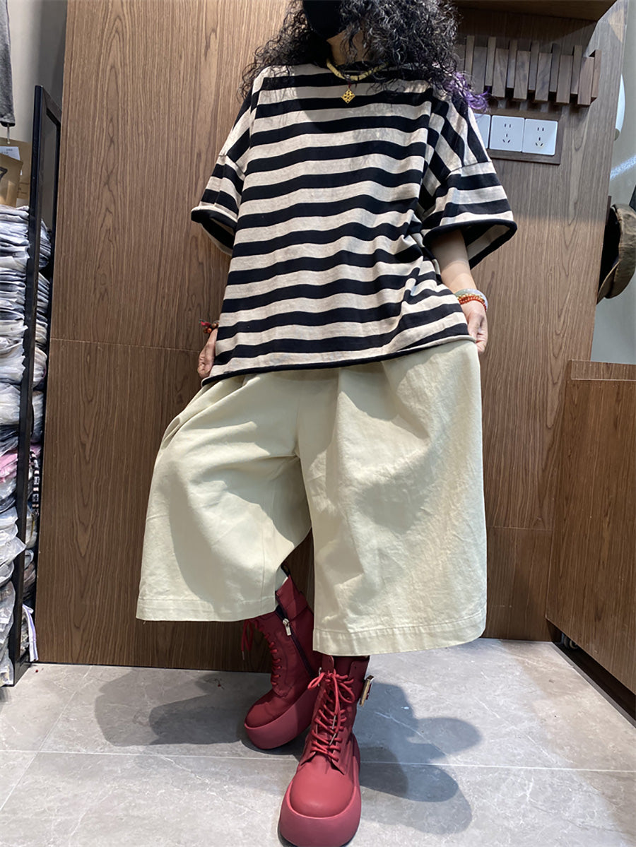 Shirt size Plus Women Summer Stripe O-Neck Colorblock