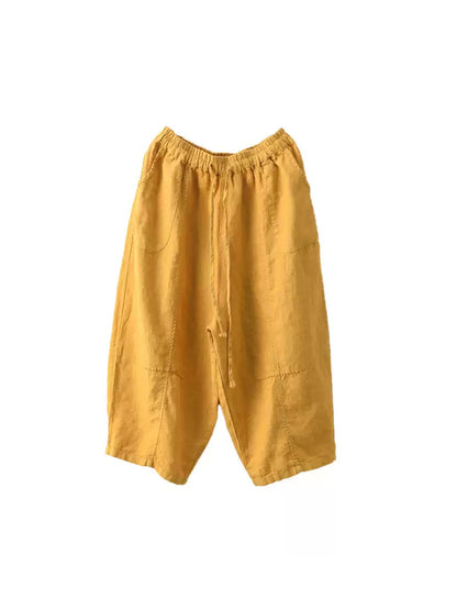 Harem Color 100%Linen Summer Pants Pure Casual Women