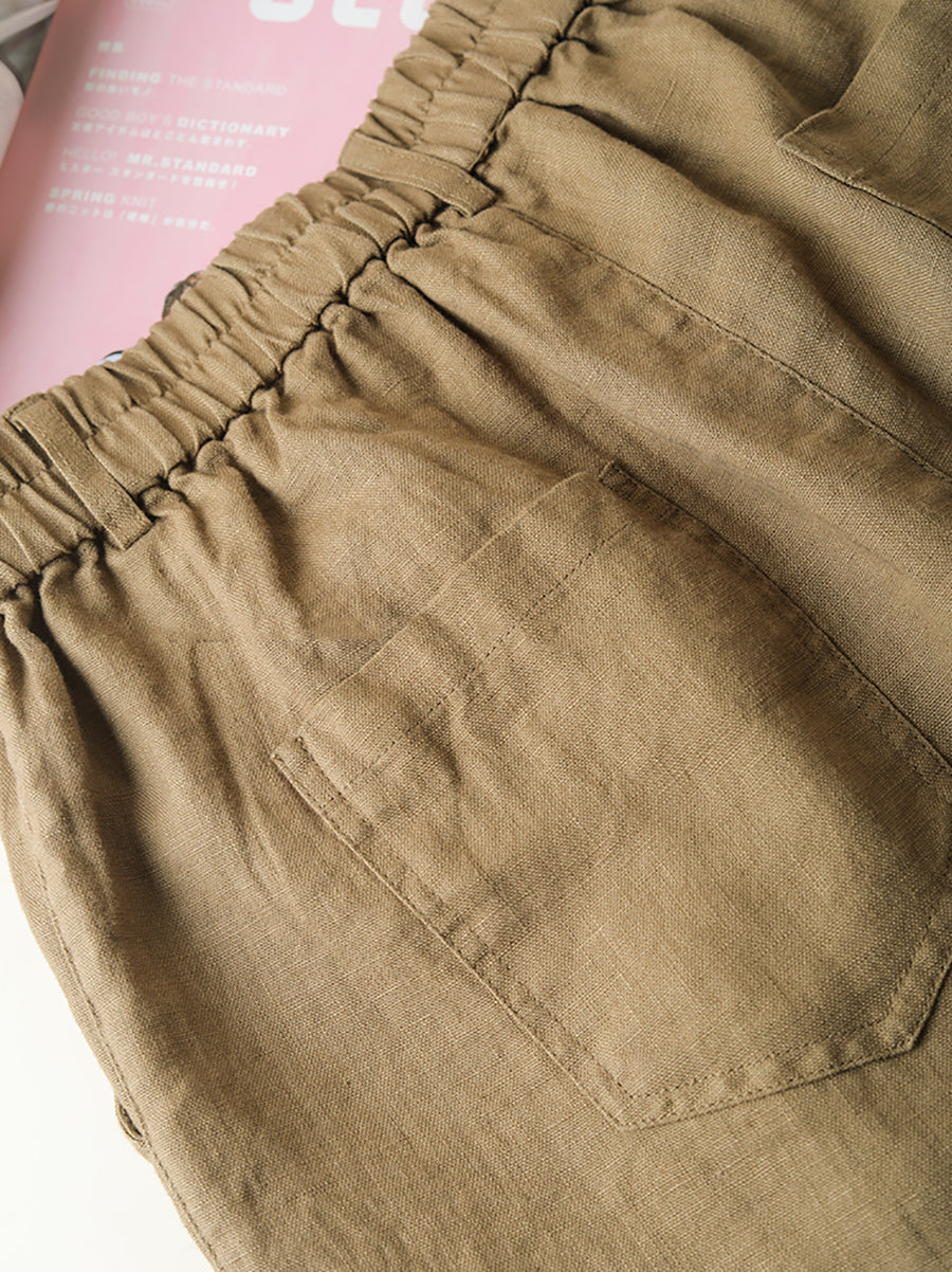 Women Casual Color 100%Linen Pure Fifth Summer Pants