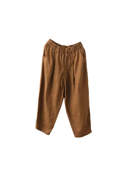 Harem Summer 100%Linen Color Pants Pure Women