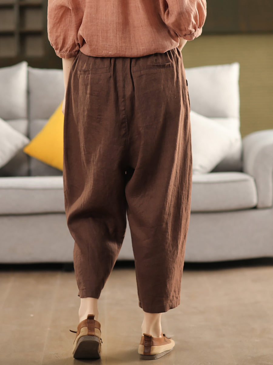 Harem Summer 100%Linen Color Pants Pure Women
