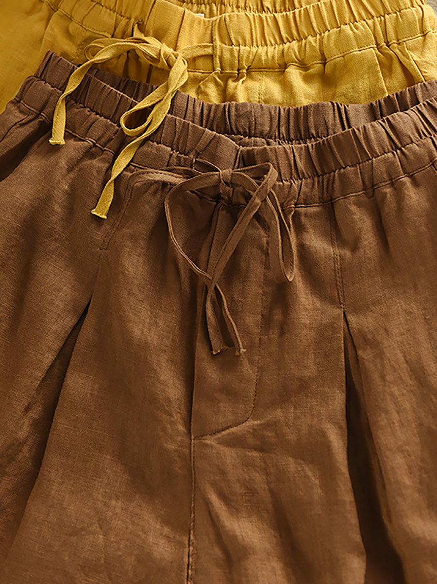 Harem Summer 100%Linen Color Pants Pure Women
