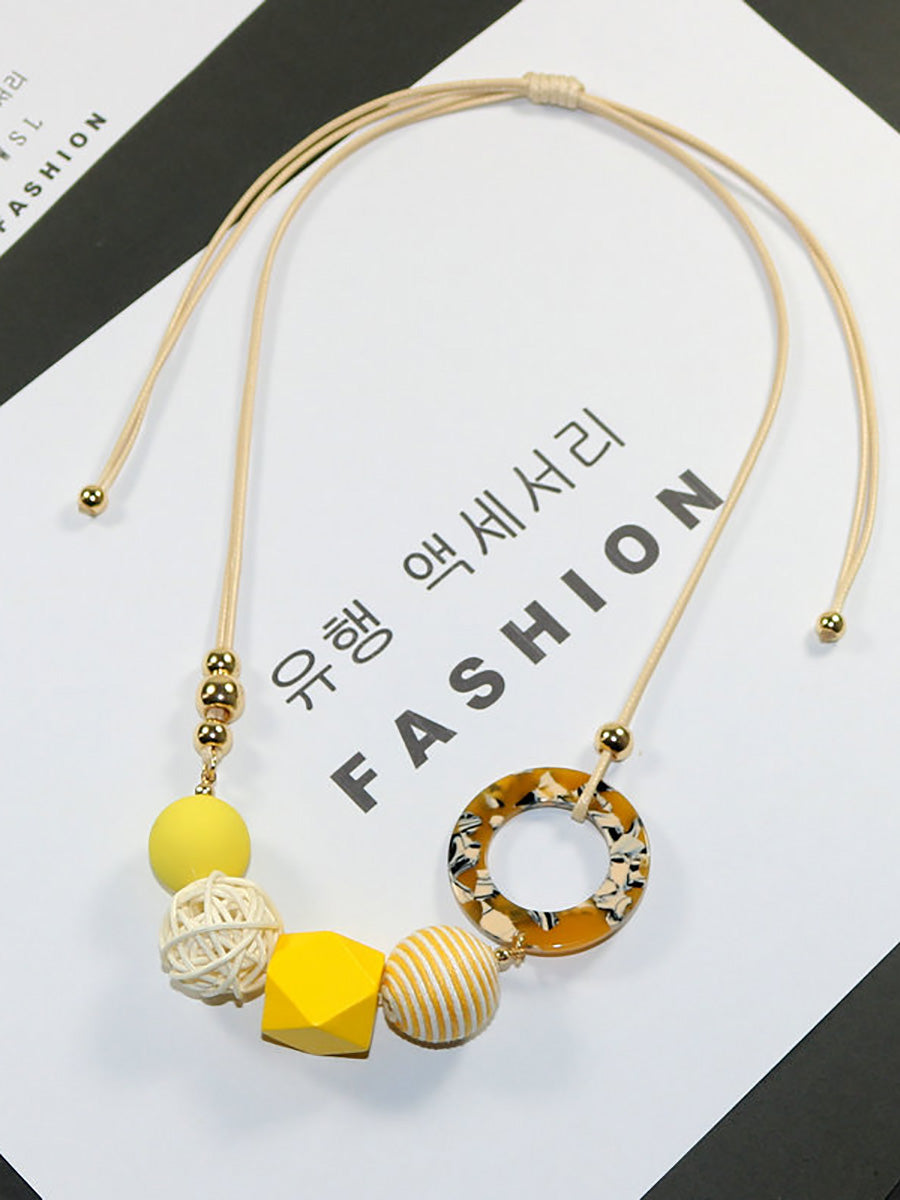 Pendant Wooden Women Necklace Casual Resin