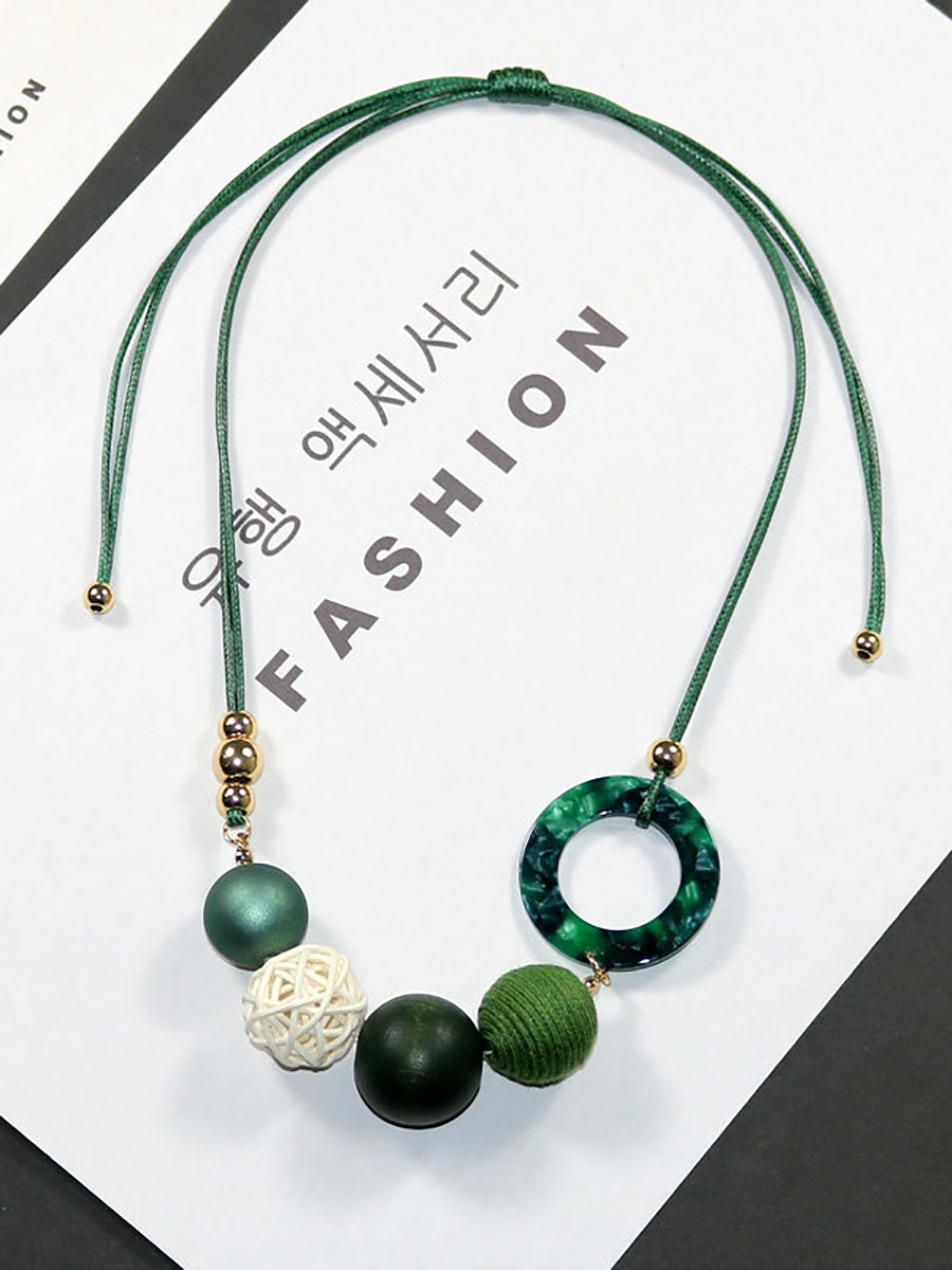 Pendant Wooden Women Necklace Casual Resin