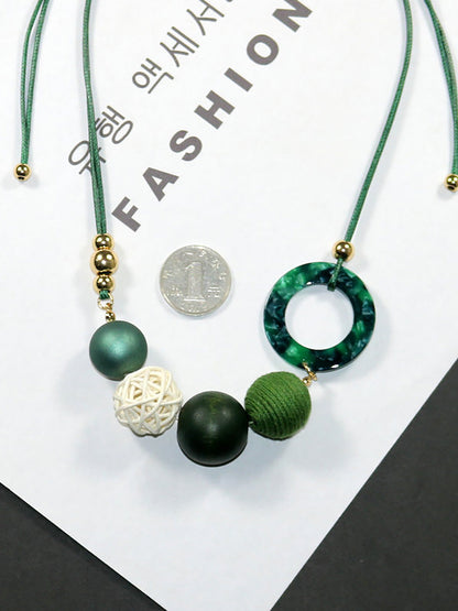 Pendant Wooden Women Necklace Casual Resin