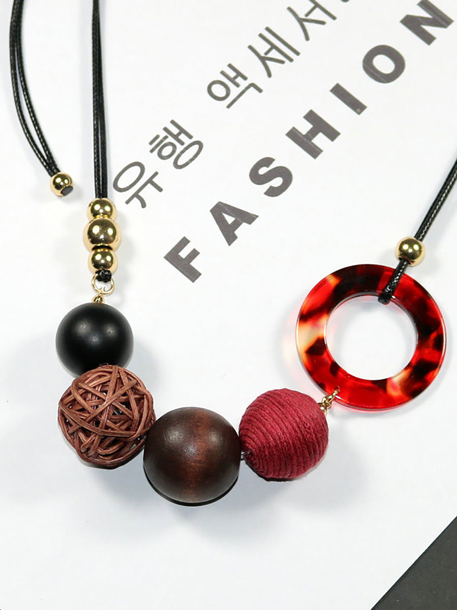 Pendant Wooden Women Necklace Casual Resin