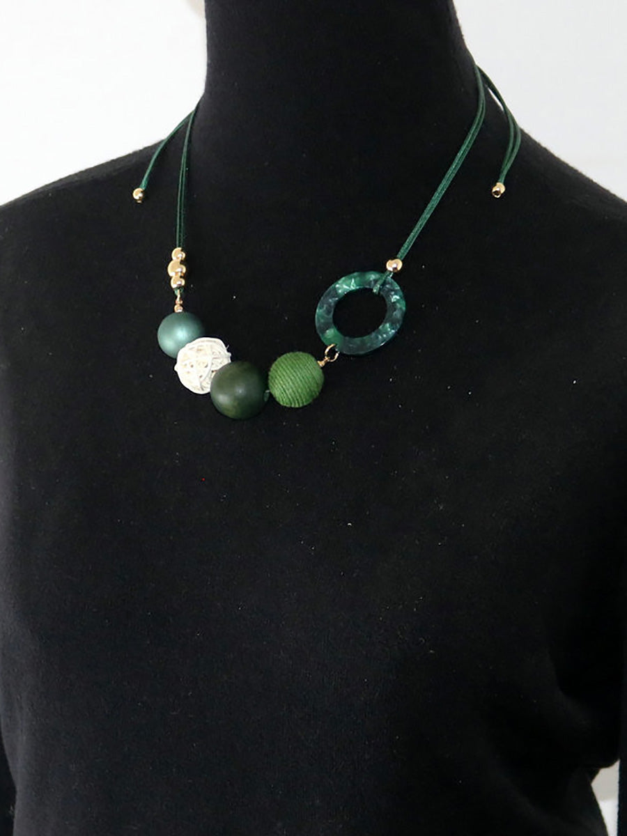 Pendant Wooden Women Necklace Casual Resin