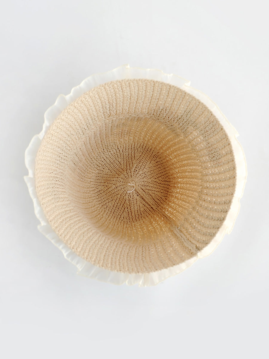 Flower Lace Spliced Women Sunproof Embroidery Ethnic Hat