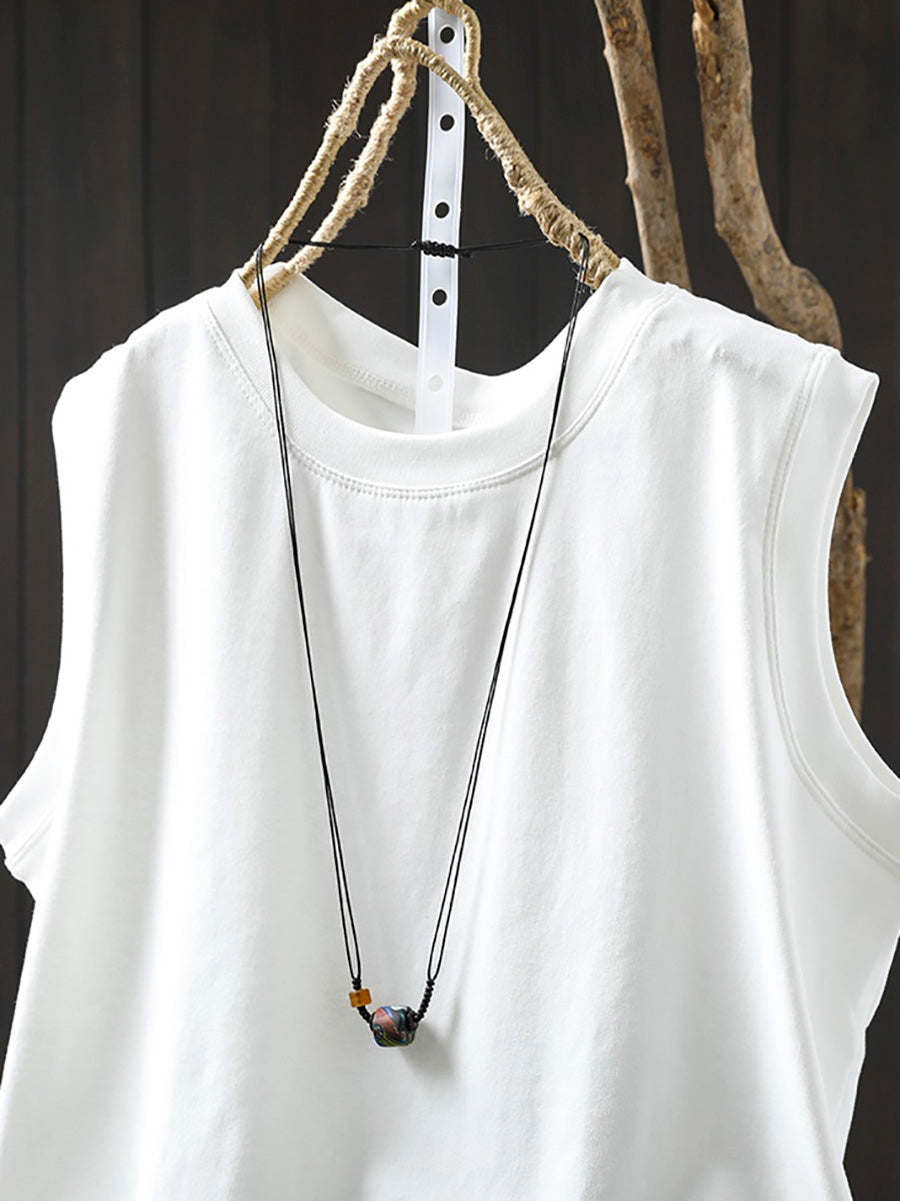 Shirt Women 100%Cotton Pure O-Neck Color Summer Casual