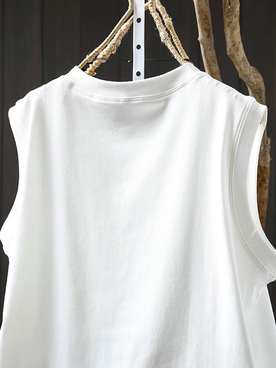Shirt Women 100%Cotton Pure O-Neck Color Summer Casual