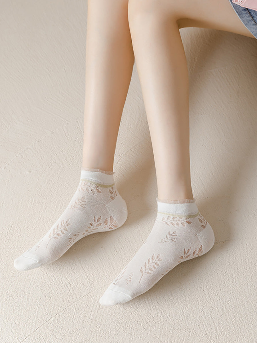 Summer Leaf Women Pairs Socks Cotton 5