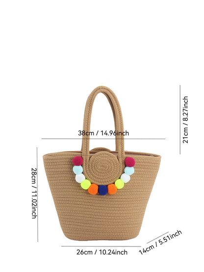 Fashion Women Pendant Shoulder Bag Ball Colorful Cotton