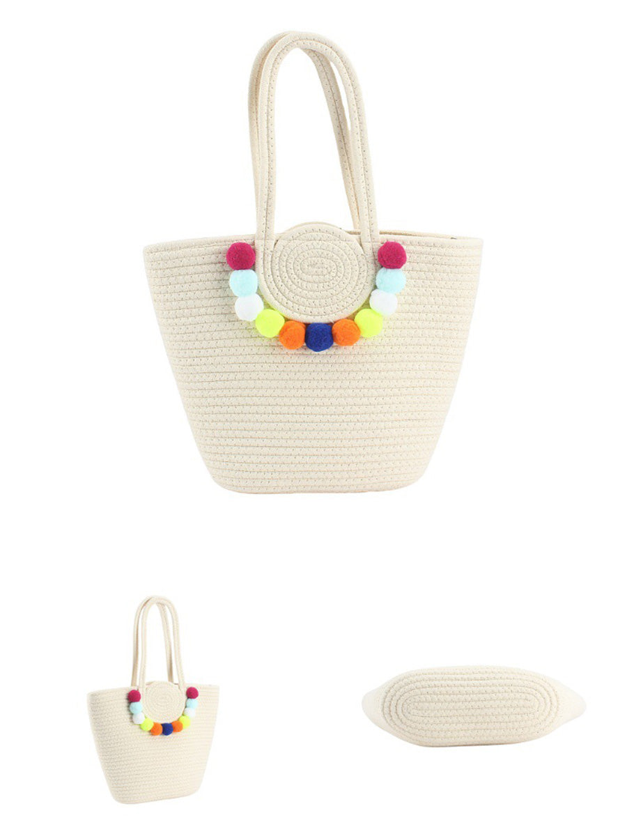 Fashion Women Pendant Shoulder Bag Ball Colorful Cotton