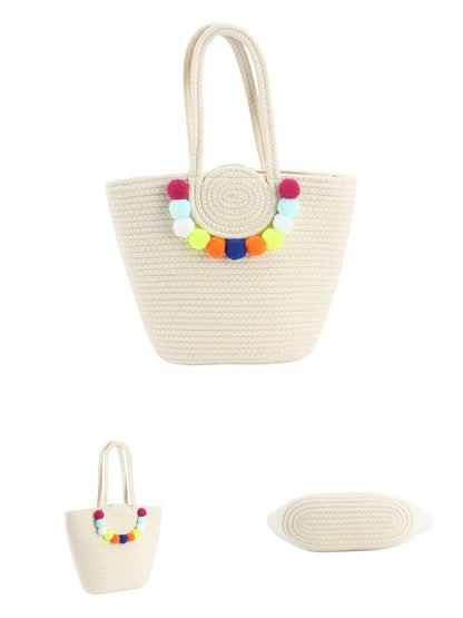 Fashion Women Pendant Shoulder Bag Ball Colorful Cotton