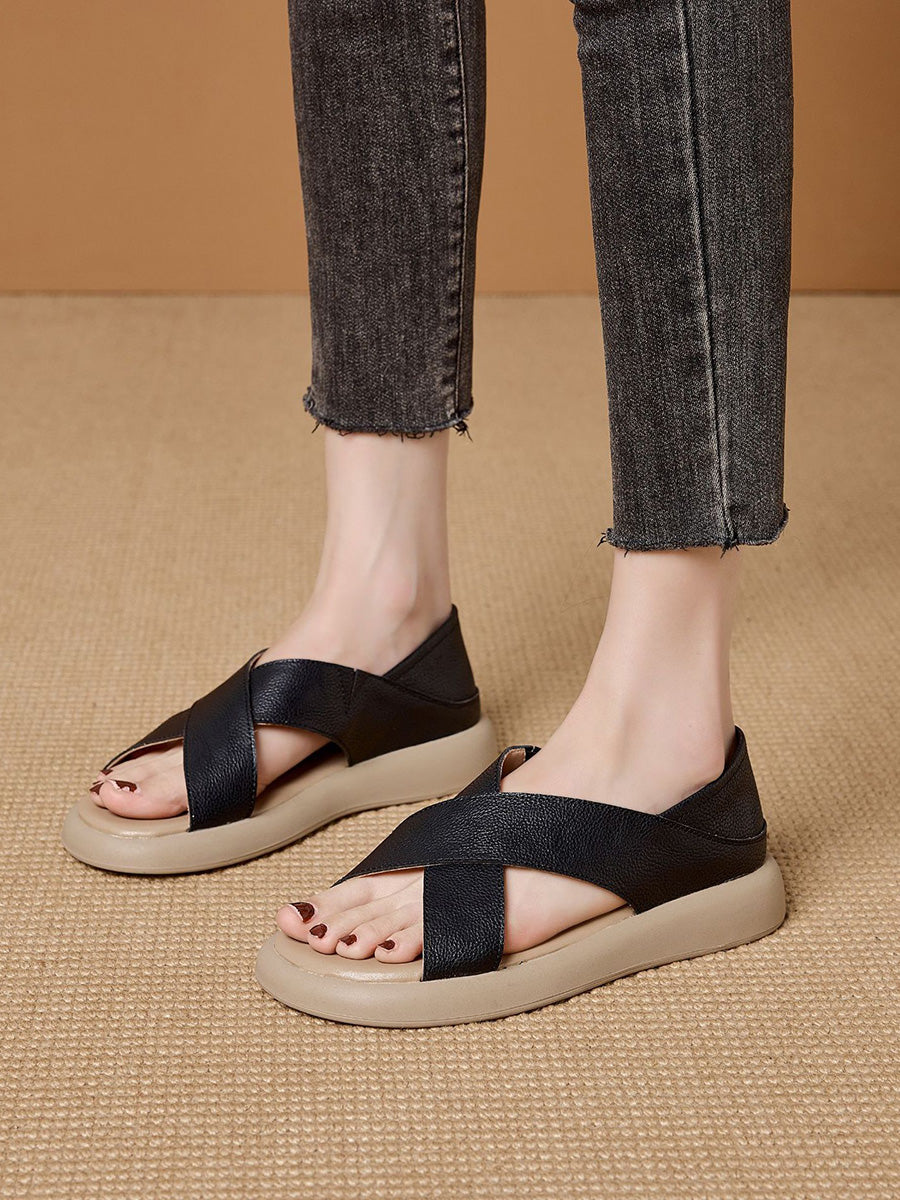 Casual Summer Pure Leather Color Slippers Women