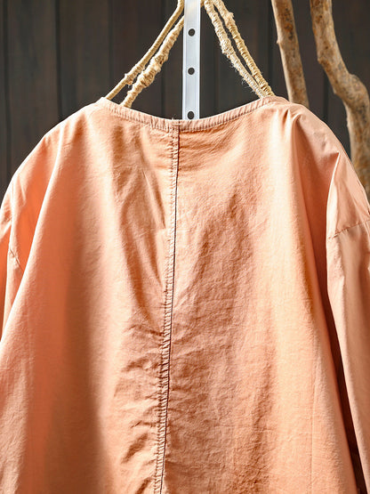 Coat O-Neck Women Color Shirt Zipper Summer Pure