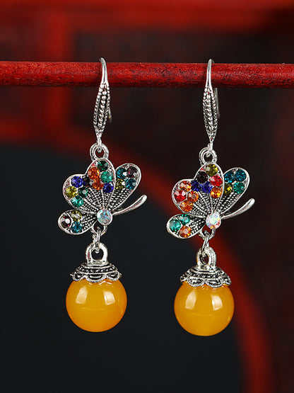 Earrings Alloy Agate Women Butterfly Vintage