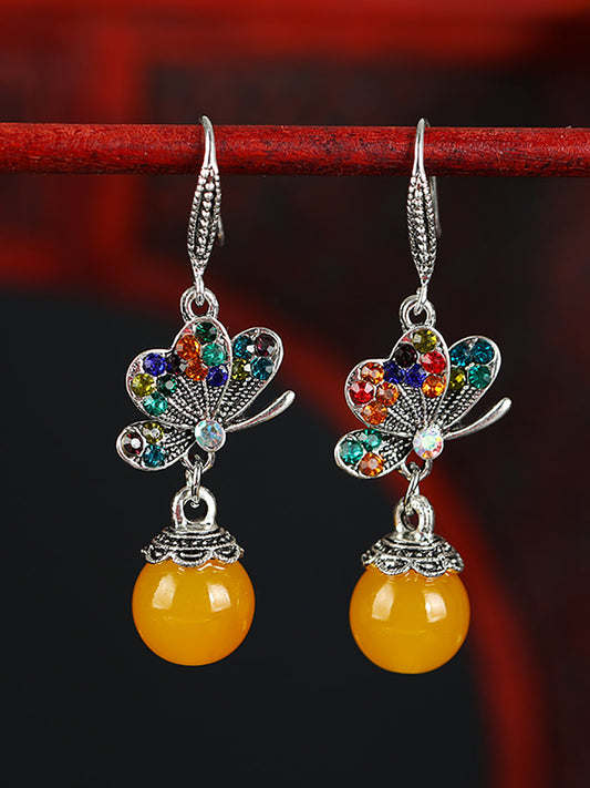 Earrings Alloy Agate Women Butterfly Vintage