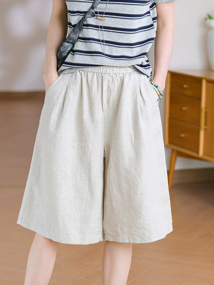 Summer Pants Pure Women 100%Linen Casual Color Fifth